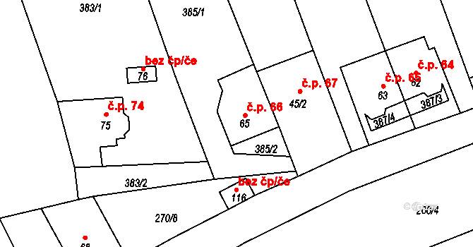 Litochovice nad Labem 66, Prackovice nad Labem na parcele st. 65 v KÚ Litochovice nad Labem, Katastrální mapa