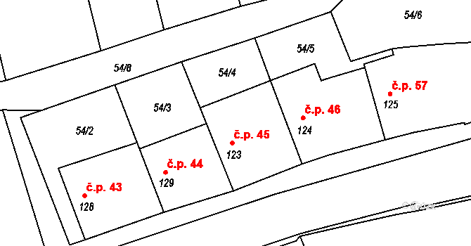 Svídnice 45, Dymokury na parcele st. 123 v KÚ Svídnice u Dymokur, Katastrální mapa