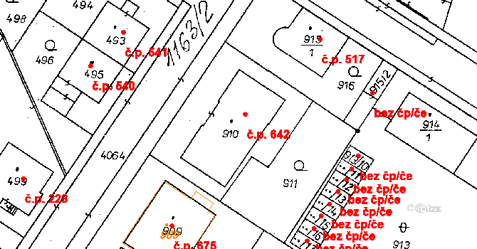 Poděbrady II 642, Poděbrady na parcele st. 910 v KÚ Poděbrady, Katastrální mapa