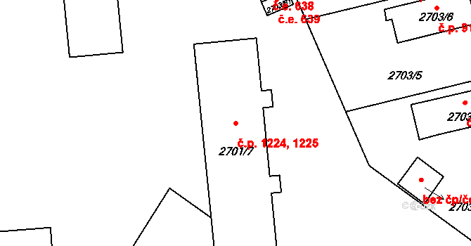 Pelhřimov 1224,1225 na parcele st. 2701/7 v KÚ Pelhřimov, Katastrální mapa