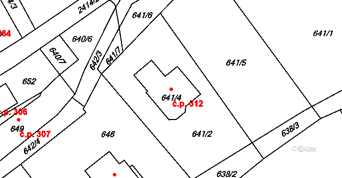 Brušperk 312 na parcele st. 641/4 v KÚ Brušperk, Katastrální mapa