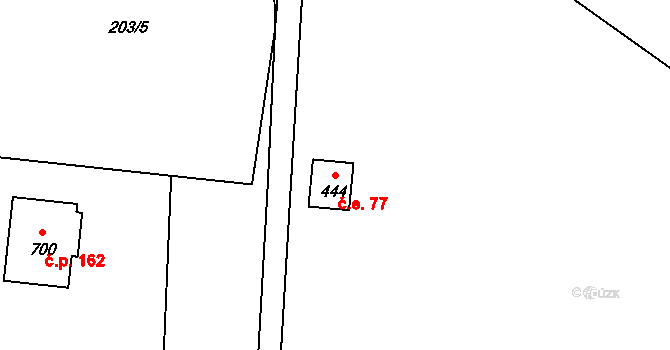 Řeka 77 na parcele st. 444 v KÚ Řeka, Katastrální mapa