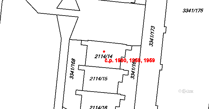 Chodov 1958,1959,1960, Praha na parcele st. 2114/14 v KÚ Chodov, Katastrální mapa