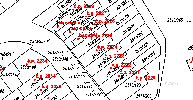 Dejvice 2224, Praha na parcele st. 2513/208 v KÚ Dejvice, Katastrální mapa