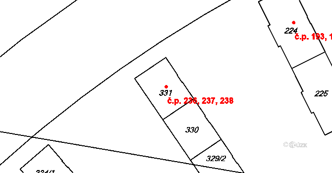 Neředín 236,237,238, Olomouc na parcele st. 331 v KÚ Neředín, Katastrální mapa