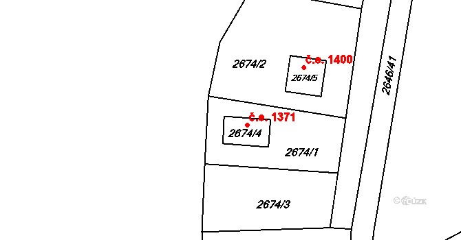 Kuřim 1371 na parcele st. 2674/4 v KÚ Kuřim, Katastrální mapa