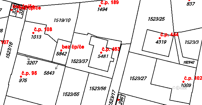 Kryblice 463, Trutnov na parcele st. 5481 v KÚ Trutnov, Katastrální mapa