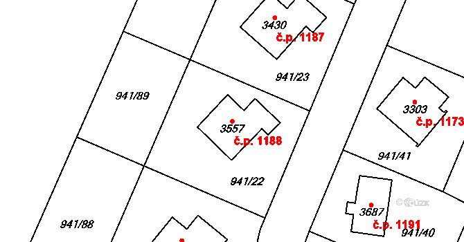 Sušice II 1188, Sušice na parcele st. 3557 v KÚ Sušice nad Otavou, Katastrální mapa