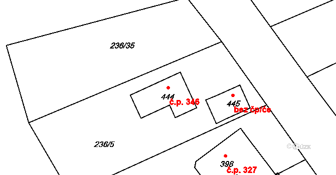 Braškov 346 na parcele st. 444 v KÚ Braškov, Katastrální mapa