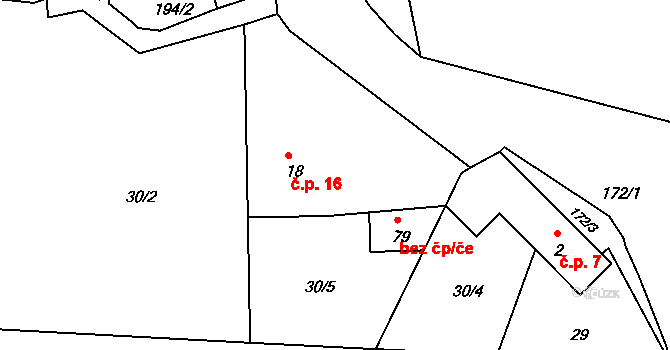 Skalice 16, Struhařov na parcele st. 18 v KÚ Skalice u Benešova, Katastrální mapa