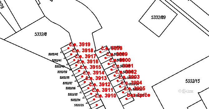 Jihlava 3899 na parcele st. 5332/28 v KÚ Jihlava, Katastrální mapa