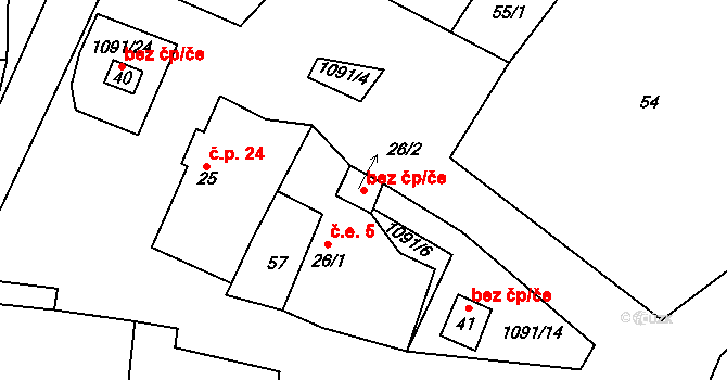 Kokašice 38296578 na parcele st. 26/2 v KÚ Lomy u Domaslavi, Katastrální mapa