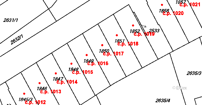 Vizovice 1017 na parcele st. 1850 v KÚ Vizovice, Katastrální mapa