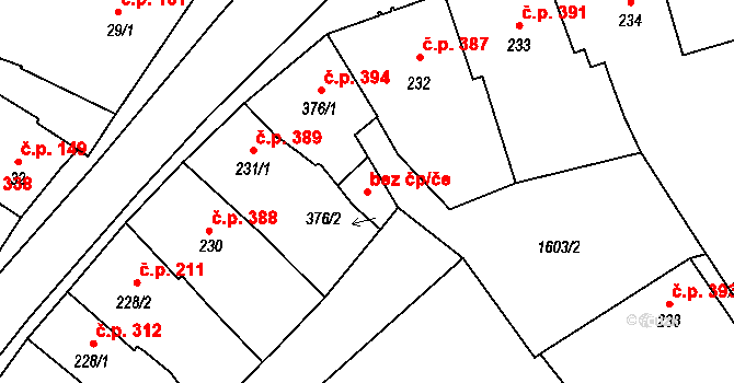 Milevsko 39963578 na parcele st. 376/2 v KÚ Milevsko, Katastrální mapa