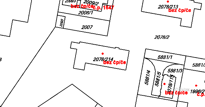 Praha 40471578 na parcele st. 2078/214 v KÚ Záběhlice, Katastrální mapa