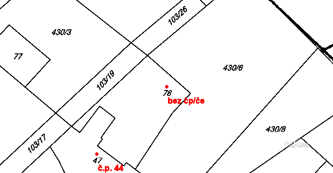 Želetava 41298578 na parcele st. 78 v KÚ Šašovice, Katastrální mapa