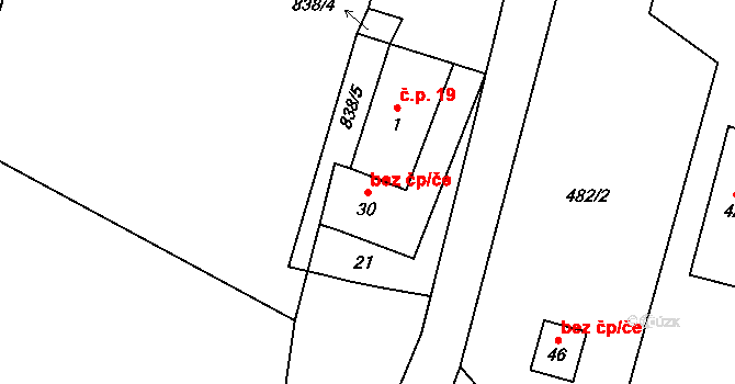 Bohunice 43248578 na parcele st. 30 v KÚ Bohunice u Tvrzic, Katastrální mapa