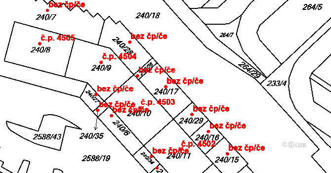 Chomutov 45036578 na parcele st. 240/17 v KÚ Chomutov I, Katastrální mapa
