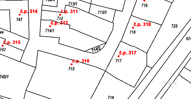 Lednice 47073578 na parcele st. 714/2 v KÚ Lednice na Moravě, Katastrální mapa