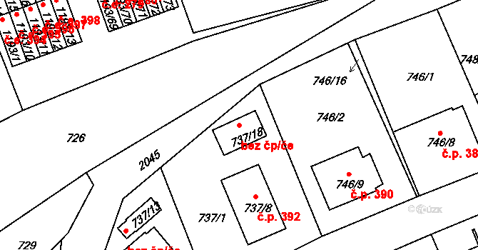 Bechyně 47403578 na parcele st. 737/18 v KÚ Bechyně, Katastrální mapa