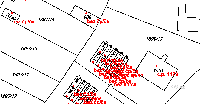 Humpolec 50104578 na parcele st. 1721/1 v KÚ Humpolec, Katastrální mapa