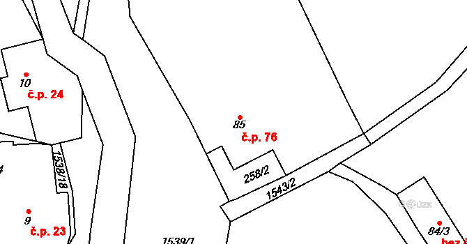 Rychnov 76, Krouna na parcele st. 85 v KÚ Rychnov, Katastrální mapa