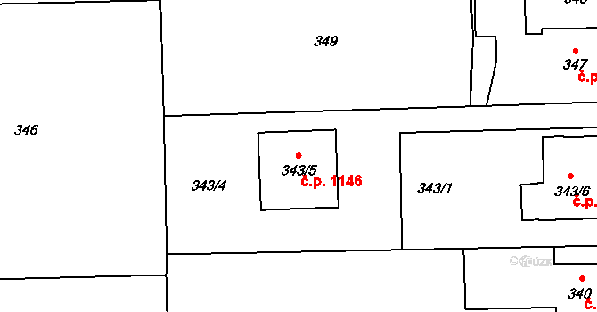 Stonava 1146 na parcele st. 343/5 v KÚ Stonava, Katastrální mapa