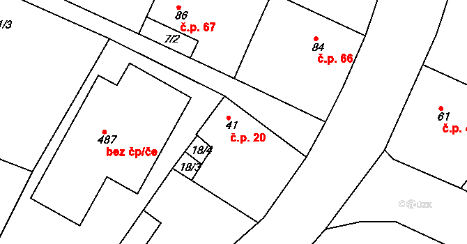 Byškovice 20, Neratovice na parcele st. 41 v KÚ Byškovice, Katastrální mapa