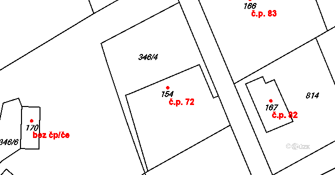 Chlum 72, Volary na parcele st. 154 v KÚ Chlum u Volar, Katastrální mapa