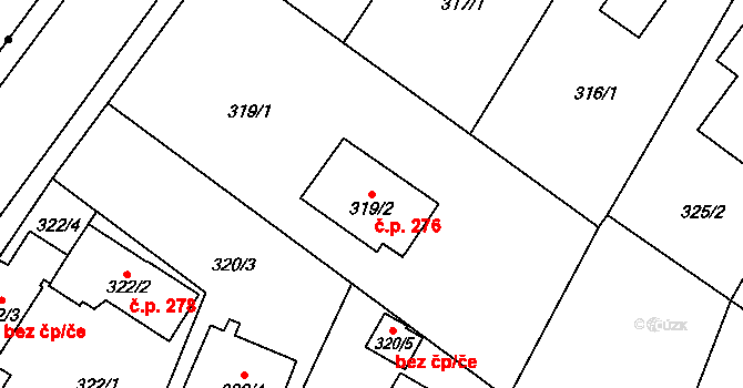 Senec 276, Zruč-Senec na parcele st. 319/2 v KÚ Senec u Plzně, Katastrální mapa