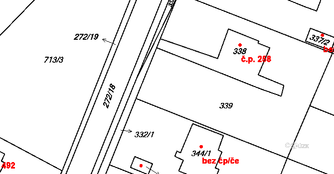 Zruč 371, Zruč-Senec na parcele st. 344/1 v KÚ Zruč, Katastrální mapa