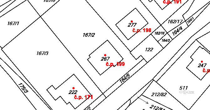 Perštejn 199 na parcele st. 267 v KÚ Perštejn, Katastrální mapa