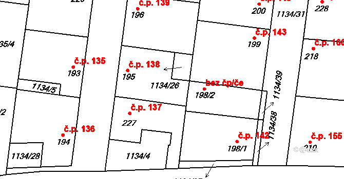 Domoušice 138 na parcele st. 195 v KÚ Domoušice, Katastrální mapa