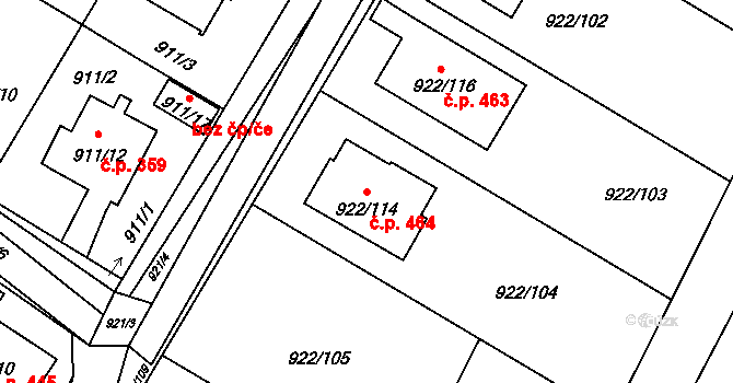 Červenka 464 na parcele st. 922/114 v KÚ Červenka, Katastrální mapa