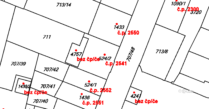 Havlíčkův Brod 2541 na parcele st. 524/2 v KÚ Havlíčkův Brod, Katastrální mapa