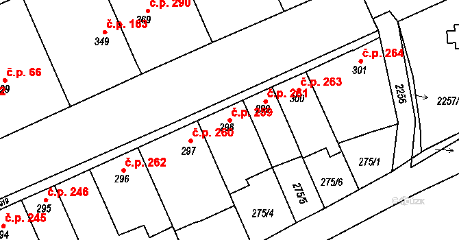 Čelechovice na Hané 259 na parcele st. 298 v KÚ Čelechovice na Hané, Katastrální mapa