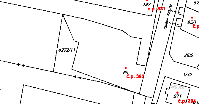 Míšovice 382, Hostěradice na parcele st. 69 v KÚ Míšovice, Katastrální mapa