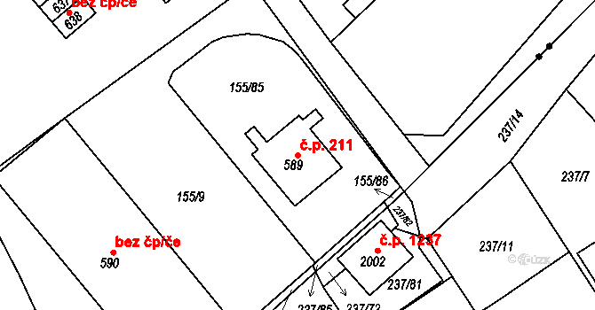 Sedlec 211, Starý Plzenec na parcele st. 589 v KÚ Sedlec u Starého Plzence, Katastrální mapa