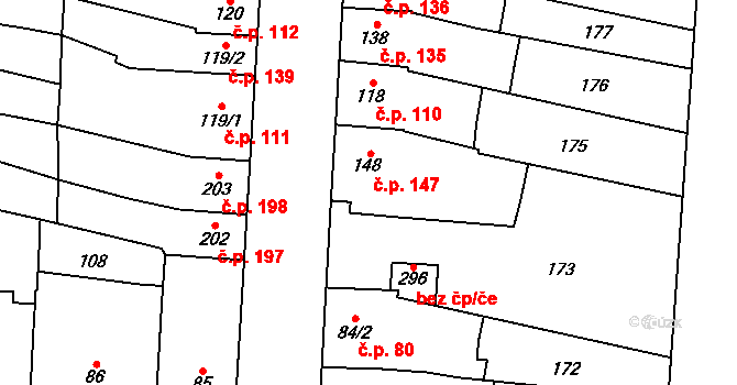 Přerov III-Lověšice 147, Přerov na parcele st. 148 v KÚ Lověšice u Přerova, Katastrální mapa