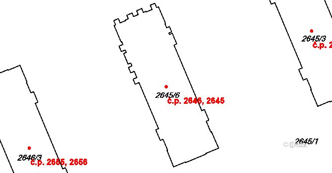 Přerov I-Město 2645,2646, Přerov na parcele st. 2645/6 v KÚ Přerov, Katastrální mapa