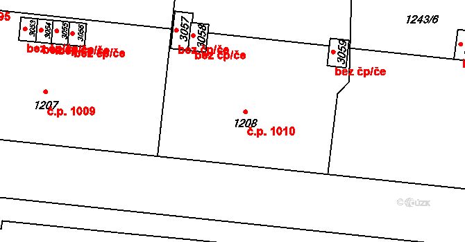 Lipník nad Bečvou I-Město 1010, Lipník nad Bečvou na parcele st. 1208 v KÚ Lipník nad Bečvou, Katastrální mapa