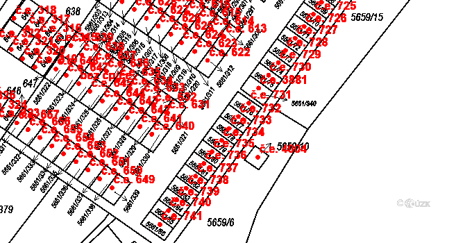 Jihlava 732 na parcele st. 5661/77 v KÚ Jihlava, Katastrální mapa