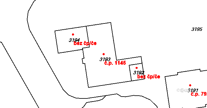 Lyžbice 1145, Třinec na parcele st. 3193 v KÚ Lyžbice, Katastrální mapa
