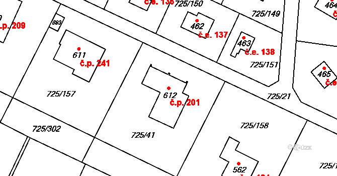 Mukařov 201 na parcele st. 612 v KÚ Mukařov u Říčan, Katastrální mapa