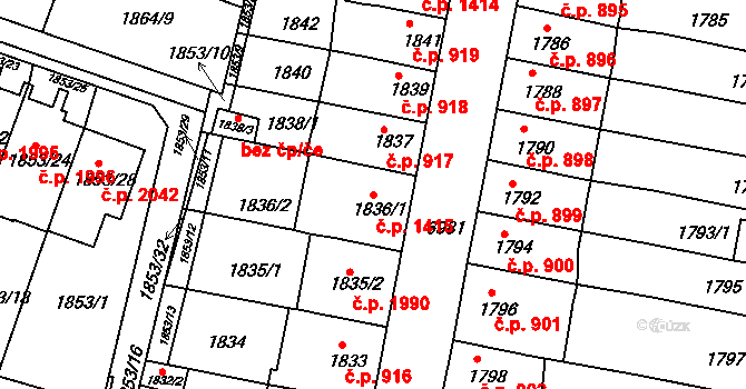 Boskovice 1415 na parcele st. 1836/1 v KÚ Boskovice, Katastrální mapa