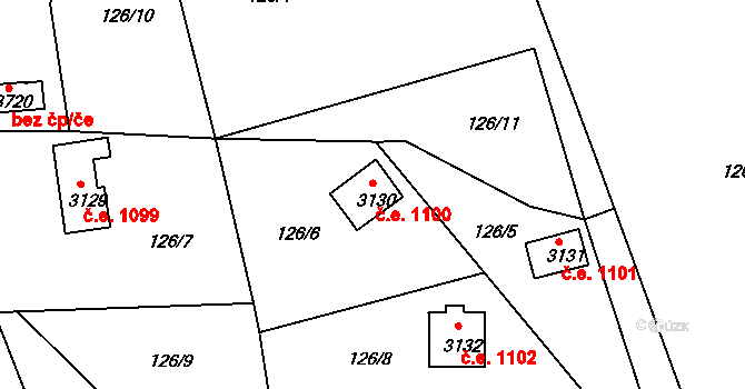 Ostravice 1100 na parcele st. 3130 v KÚ Staré Hamry 2, Katastrální mapa