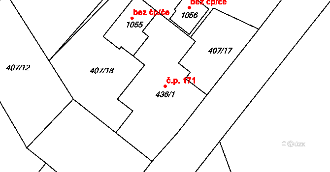 Sobotka 171 na parcele st. 436/1 v KÚ Sobotka, Katastrální mapa