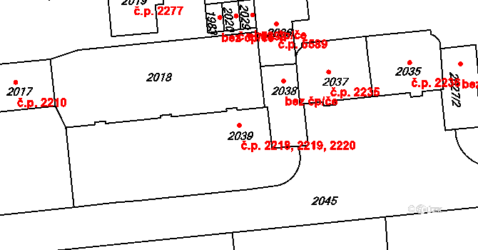 Ústí nad Labem-centrum 2218,2219,2220, Ústí nad Labem na parcele st. 2039 v KÚ Ústí nad Labem, Katastrální mapa