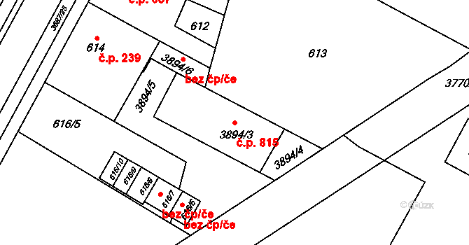 Žamberk 815 na parcele st. 3894/3 v KÚ Žamberk, Katastrální mapa