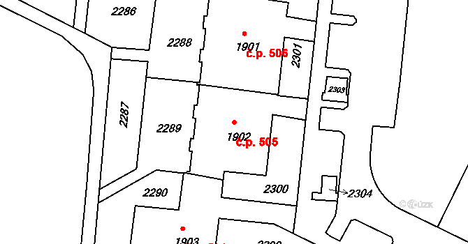 Bohunice 505, Brno na parcele st. 1902 v KÚ Bohunice, Katastrální mapa